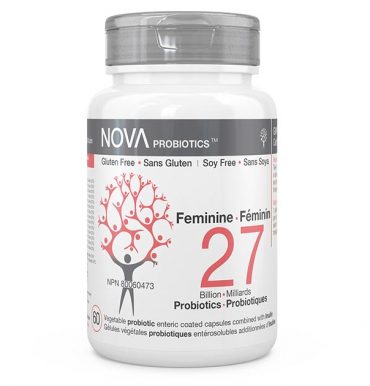 Supplément Probiotique pour Femmes. Féminin - NOVA Probiotics. 27 Milliards de microorganismes par capsule entérosuble pour maintenir une flore intestinale saine et équilibrée.